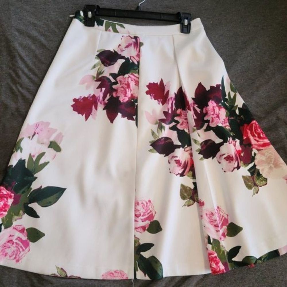 Vince Camuto Floral Print Midi‎ Skirt